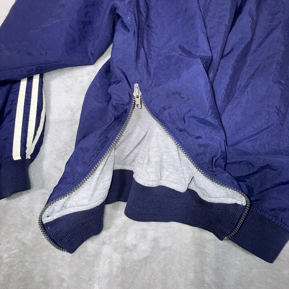 Adidas Windbreaker Jacket Navy Blue White Stripes Men's Size Large Vintage 90s - Picture 7 of 12